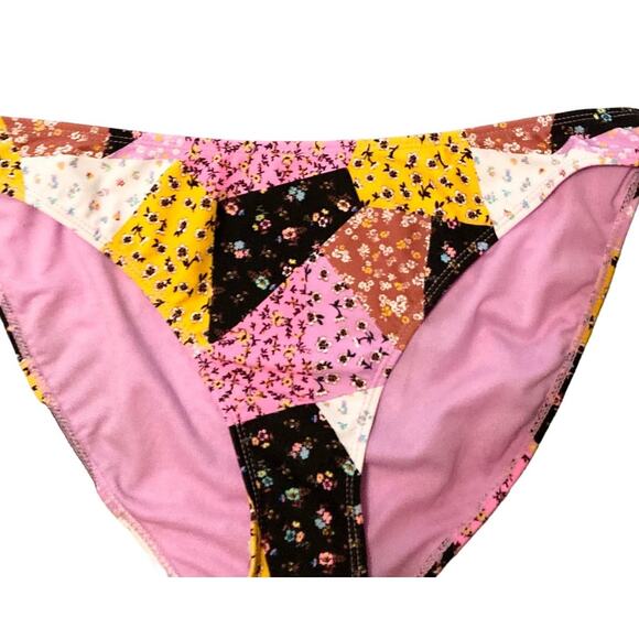 NoBo No Boundaries Bikini Bottoms XL (15-17) Pink Patchwork Floral High Leg - Picture 3 of 14